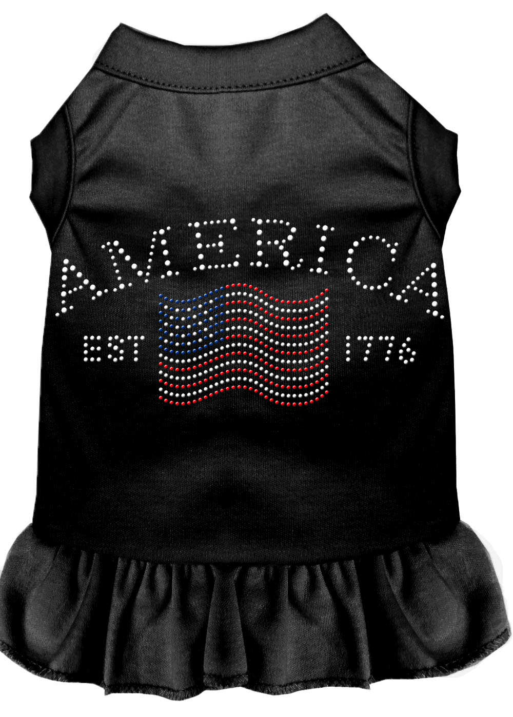 Classic America Rhinestone Dress Black Lg